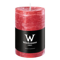 STUMPENKERZE Rustik Marble Style Rubin Rot 90 x Ø 58 mm, 1 Stück - Rot, Paraffin (6/9cm) - Wiedemann Kerzen