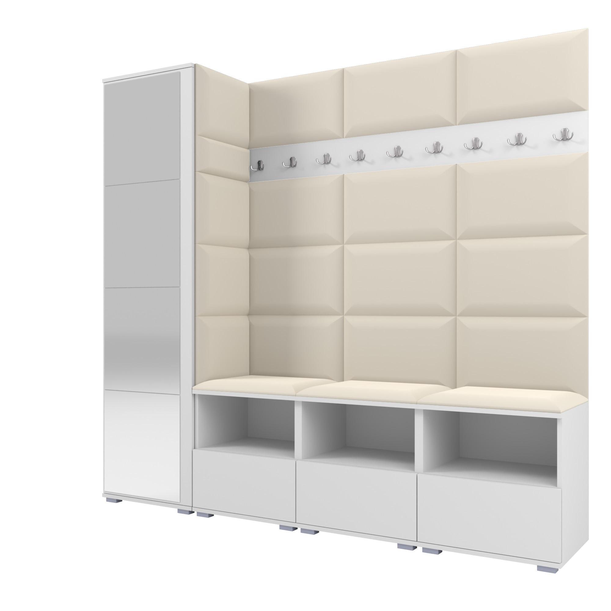 Ravio Garderobe Weiß, Creme 200x187x40 cm