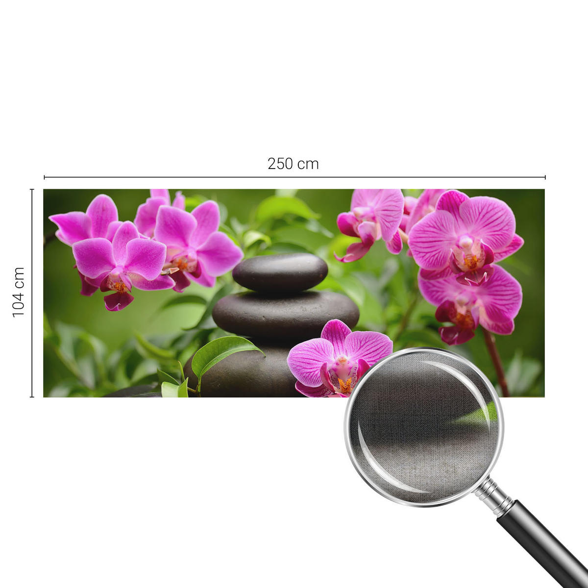 FOTOTAPETE 250x104 cm - Orchideensteine - Grün, Textil (250/104cm) - Wallfluent