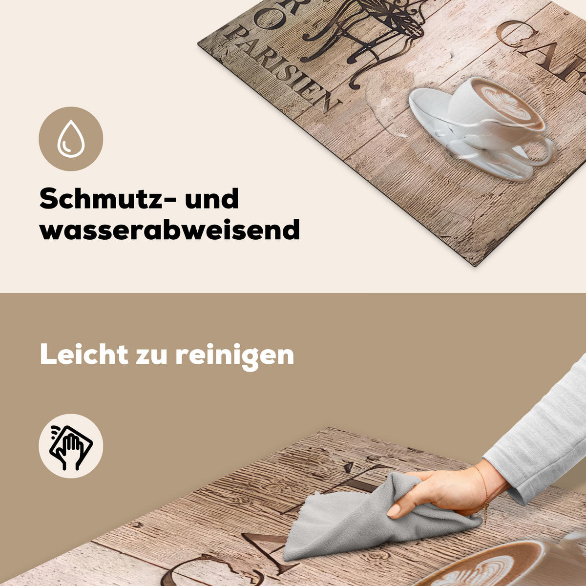 HERDABDECKPLATTE Bistro Parisien - Café - Kaffee - Jahrgang 70x52 cm - Cappuccino, Kunststoff (70/52/0.2cm) - MuchoWow