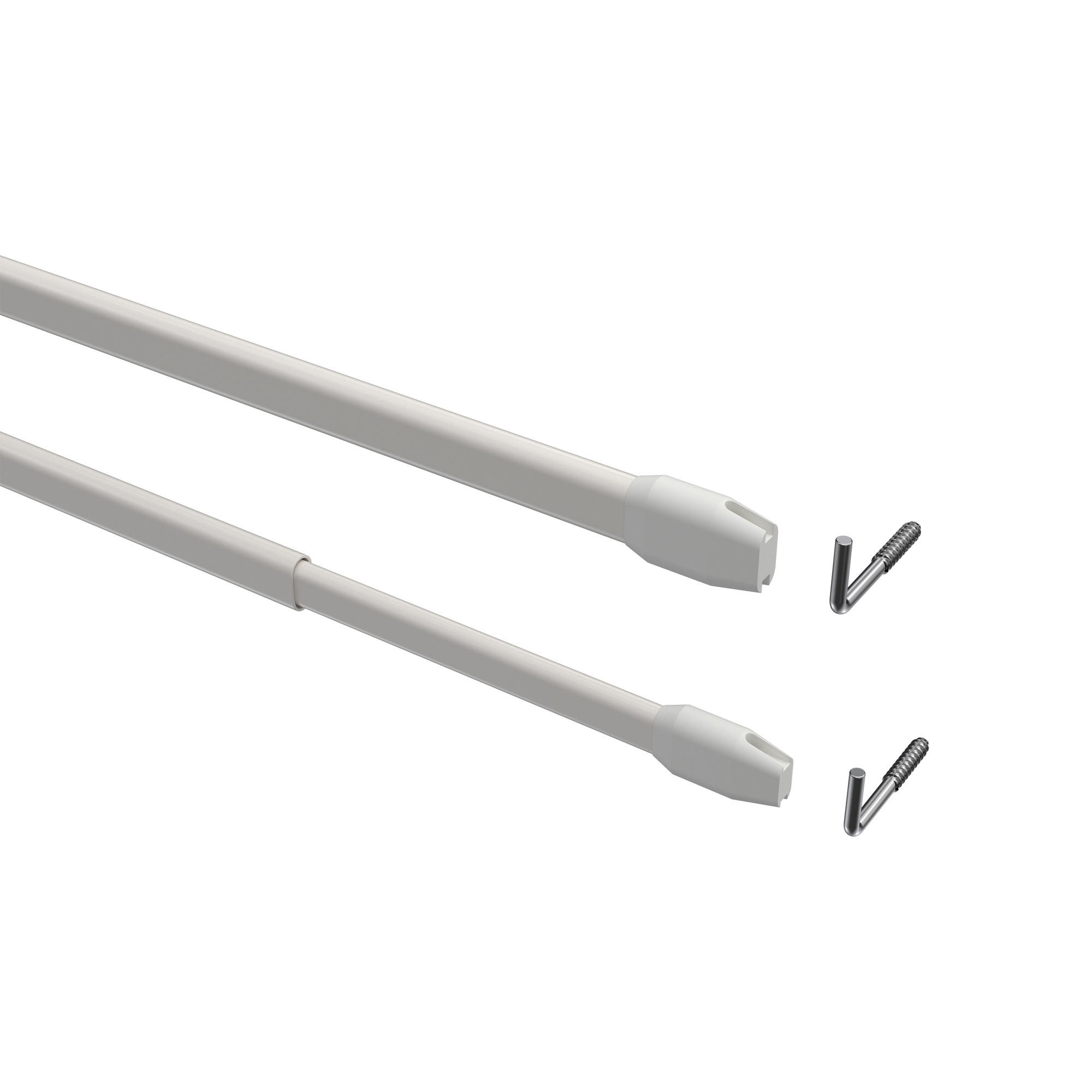 SCHEIBENSTANGEN/VITRAGESTANGEN Geno 60-100 cm, oval, Weiß, Packung 2 Stück - Weiß, Kunststoff/Metall (1/1.5/100cm) - INTERDECO