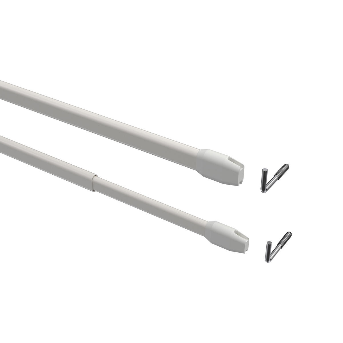 SCHEIBENSTANGEN/VITRAGESTANGEN MIT KLEBEHAKEN Geno 80-140 cm, oval, Weiß, Packung 2 Stück - Weiß, Kunststoff/Metall (1.2/2.4/140cm) - INTERDECO