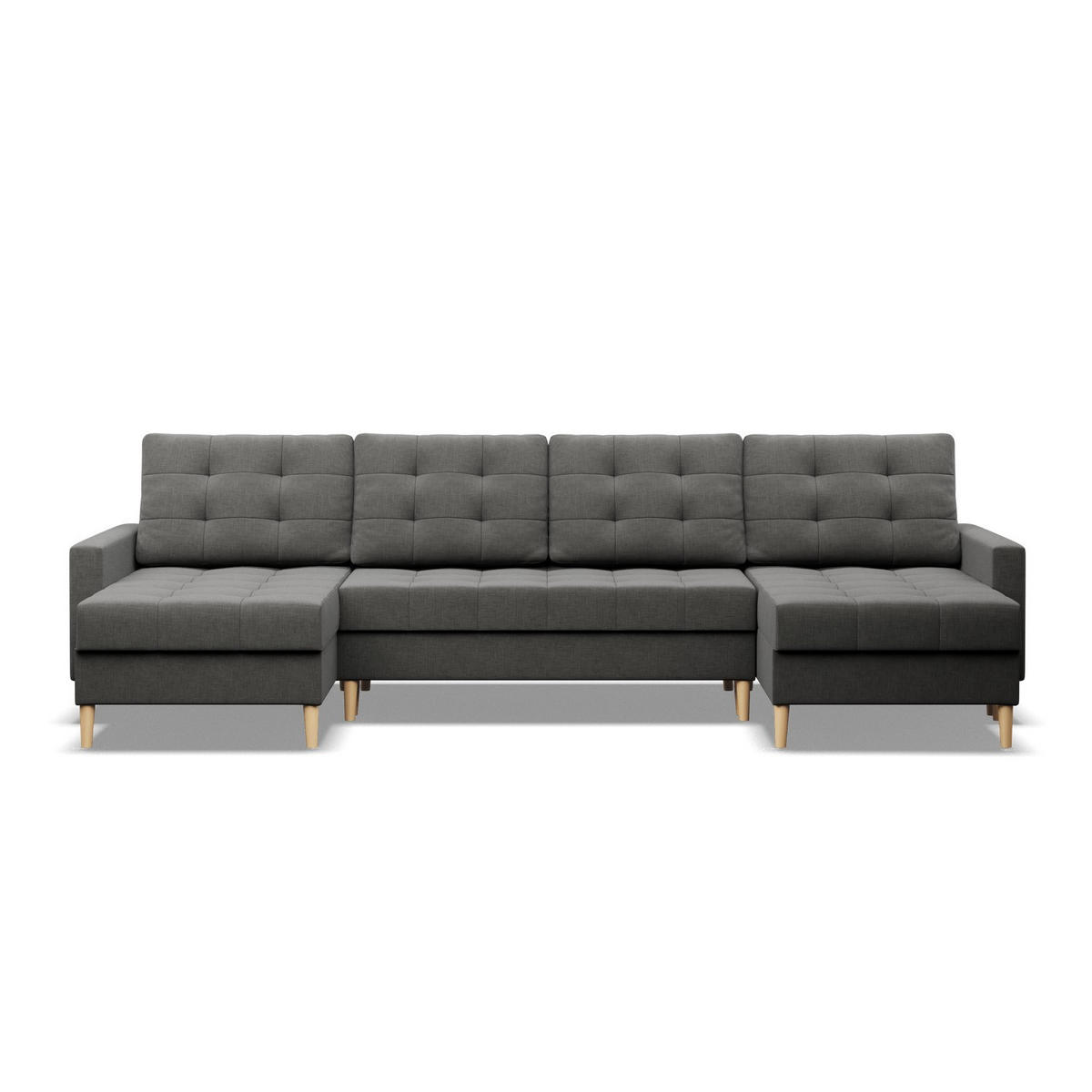 U-SOFA MIT SCHLAFFUNKTION ELMA, Dunkelgrau - Dunkelgrau, Textil (294/92/140cm)