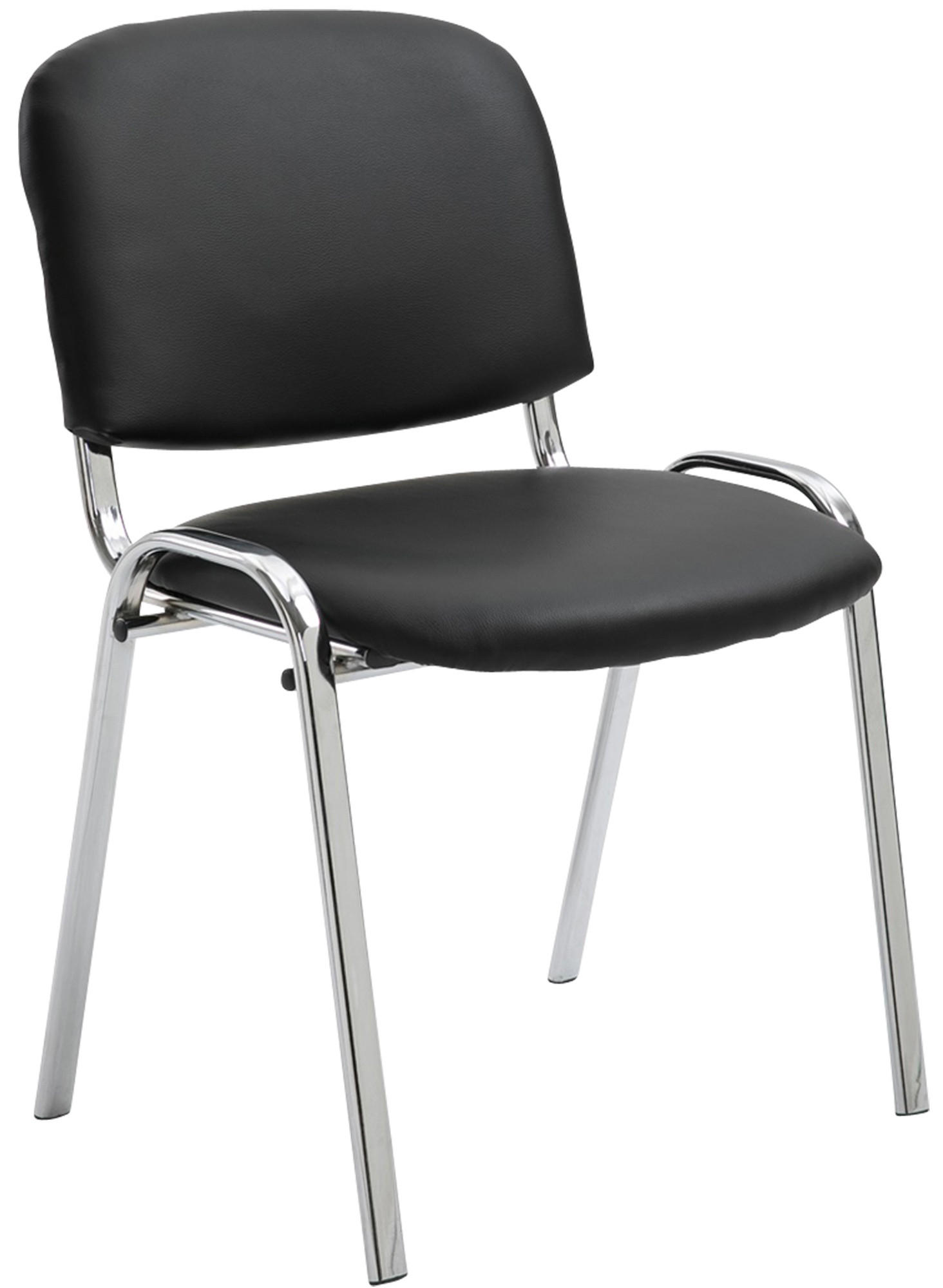 BESUCHERSTUHL Lederlook schwarz - Chromfarben/Schwarz, Textil/Metall (54/79/48cm) - CLP