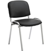 BESUCHERSTUHL Lederlook schwarz - Chromfarben/Schwarz, Textil/Metall (54/79/48cm) - CLP