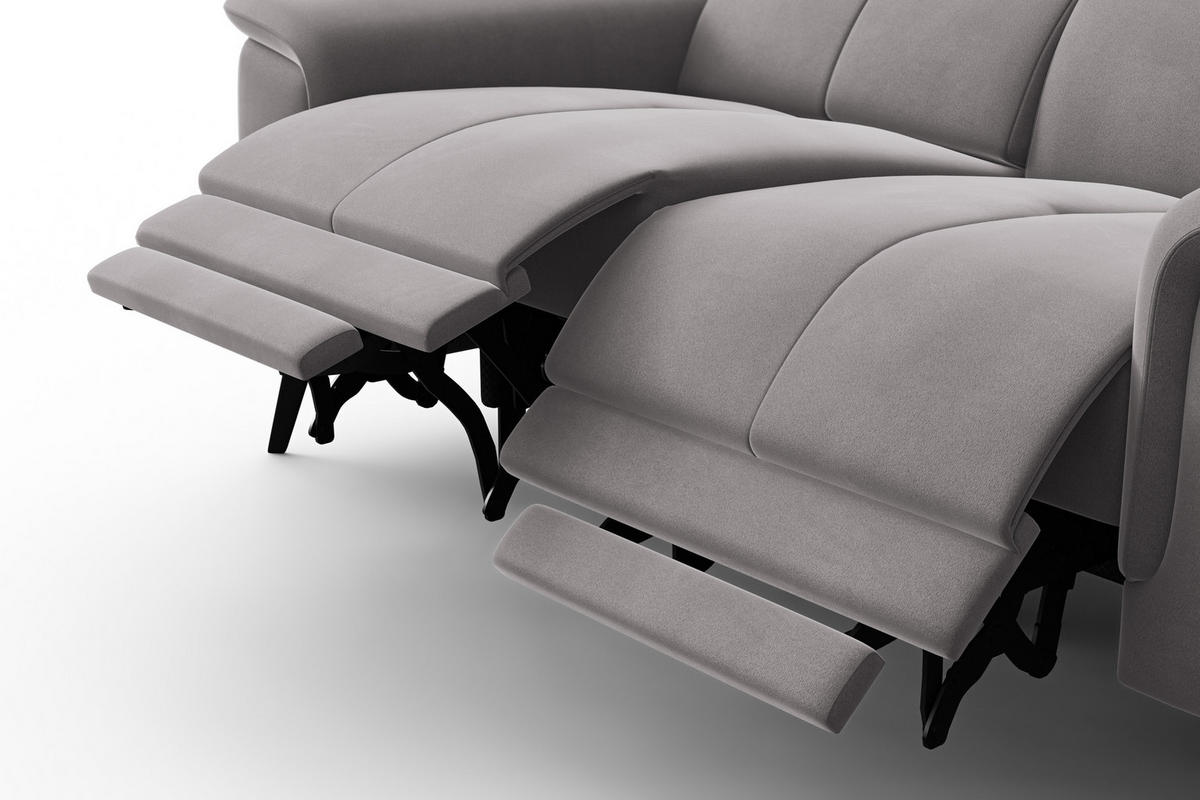 SOFA RELAX FIERO 2-Sitzer, Dunkelgrauer Veloursstoff - Dunkelgrau/Schwarz, Holz/Textil (170/82/103cm) - Courtois Laville