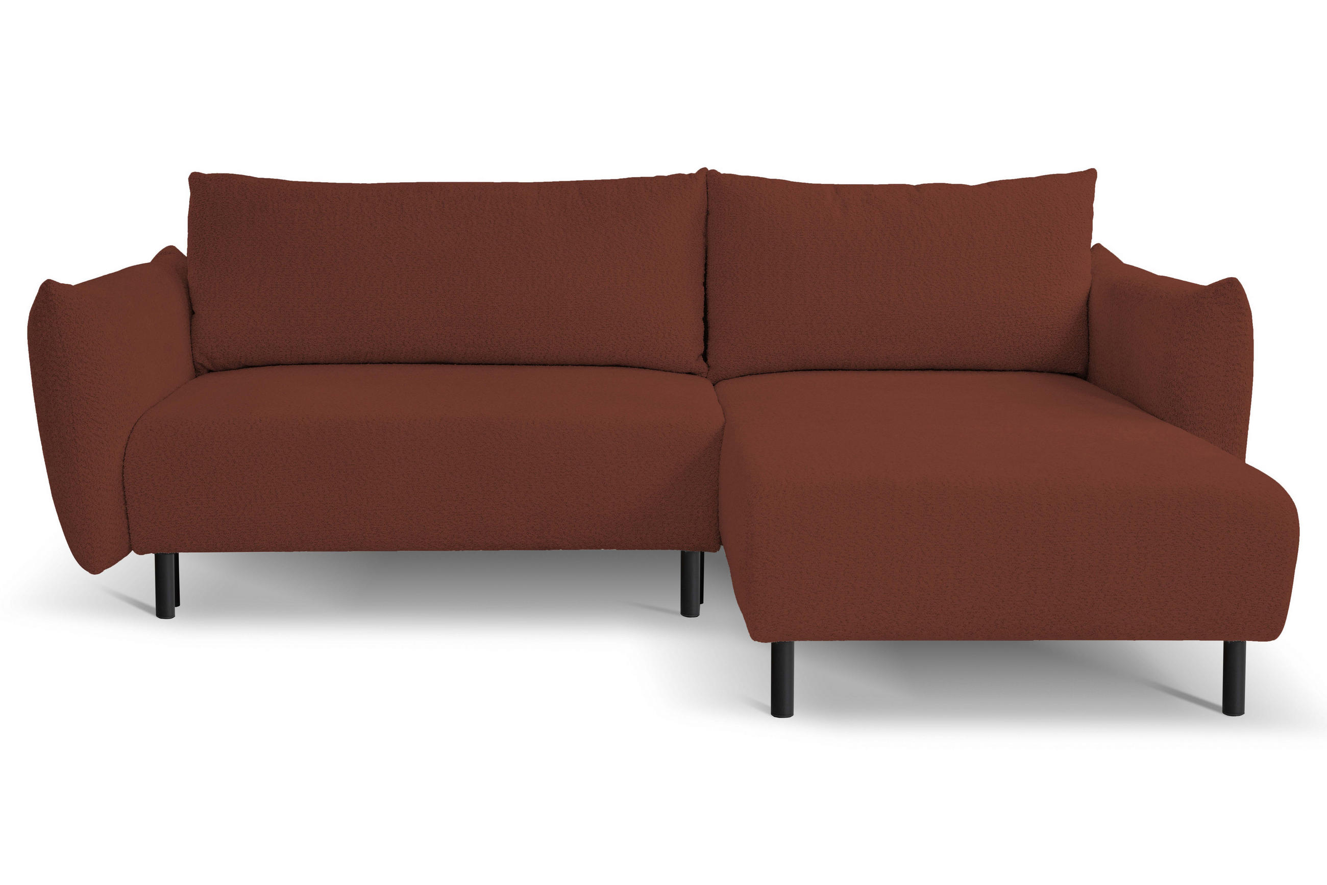 ECKSOFA ADEL mit Schlaffunktion und Bettkasten, L-förm, Metallbeine, verstellbar lose Rückenkissen, freistehend, RECHTS, 257x171x90 cm, Bordeaux - Bordeaux, Holz/Textil (257/171cm) - DomoHome
