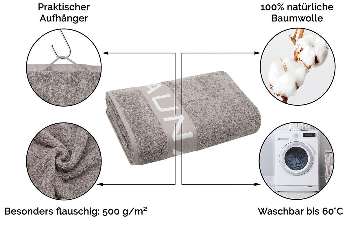 SAUNATUCH, 80x200 cm, 100% Baumwolle, Braun - Grau, Textil (80/200cm) - Zollner
