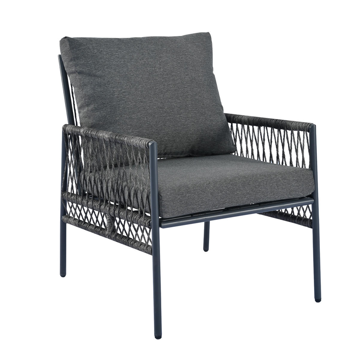 GARTENLOUNGE-SET 7-Sitzer Gartenmöbel-Set mit 7 Sitzplätze und Couchtisch abnehmbar - Grau, Glas/Textil - STILVORA