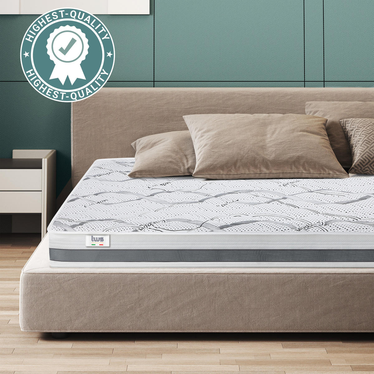 DOPPELMATRATZE 160x195 Memory | Premium Qualität | Höhe 16 cm - Weiß, Textil (160/195cm) - The White Stone