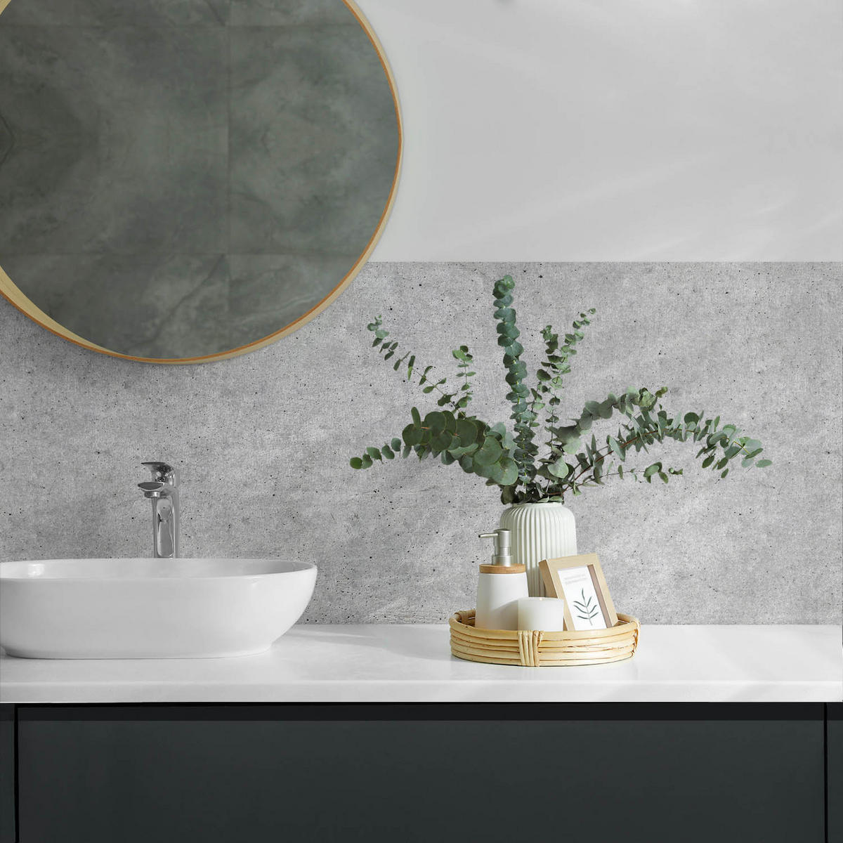 WANDPANEEL 100x50 cm selbstklebend Cemento - Graphitfarben, Kunststoff (50/1.6/100cm) - Wallfluent