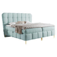 BOXBETT Lolly - Goldfarben/Hellblau, Holz/Textil (140/200cm) - MIRJAN24