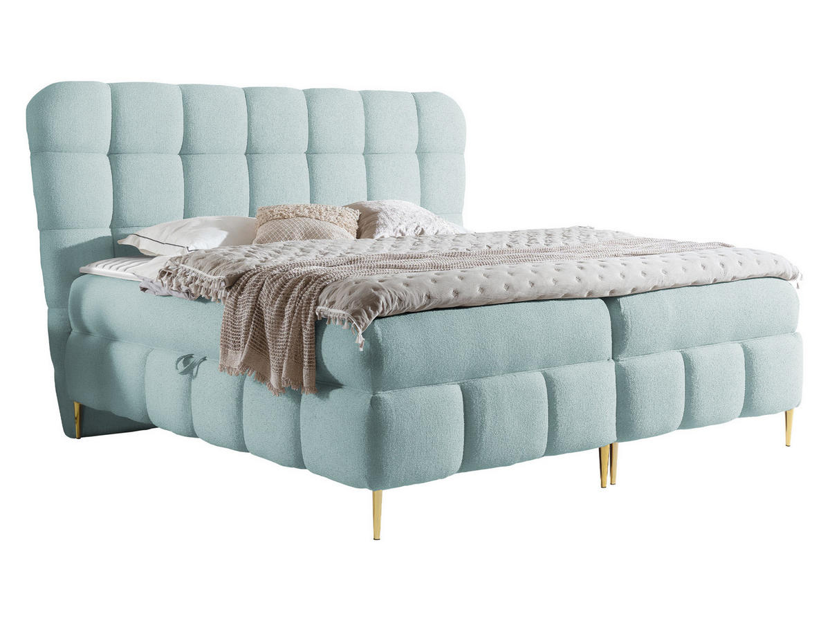 BOXBETT Lolly - Goldfarben/Hellblau, Holz/Textil (140/200cm) - MIRJAN24