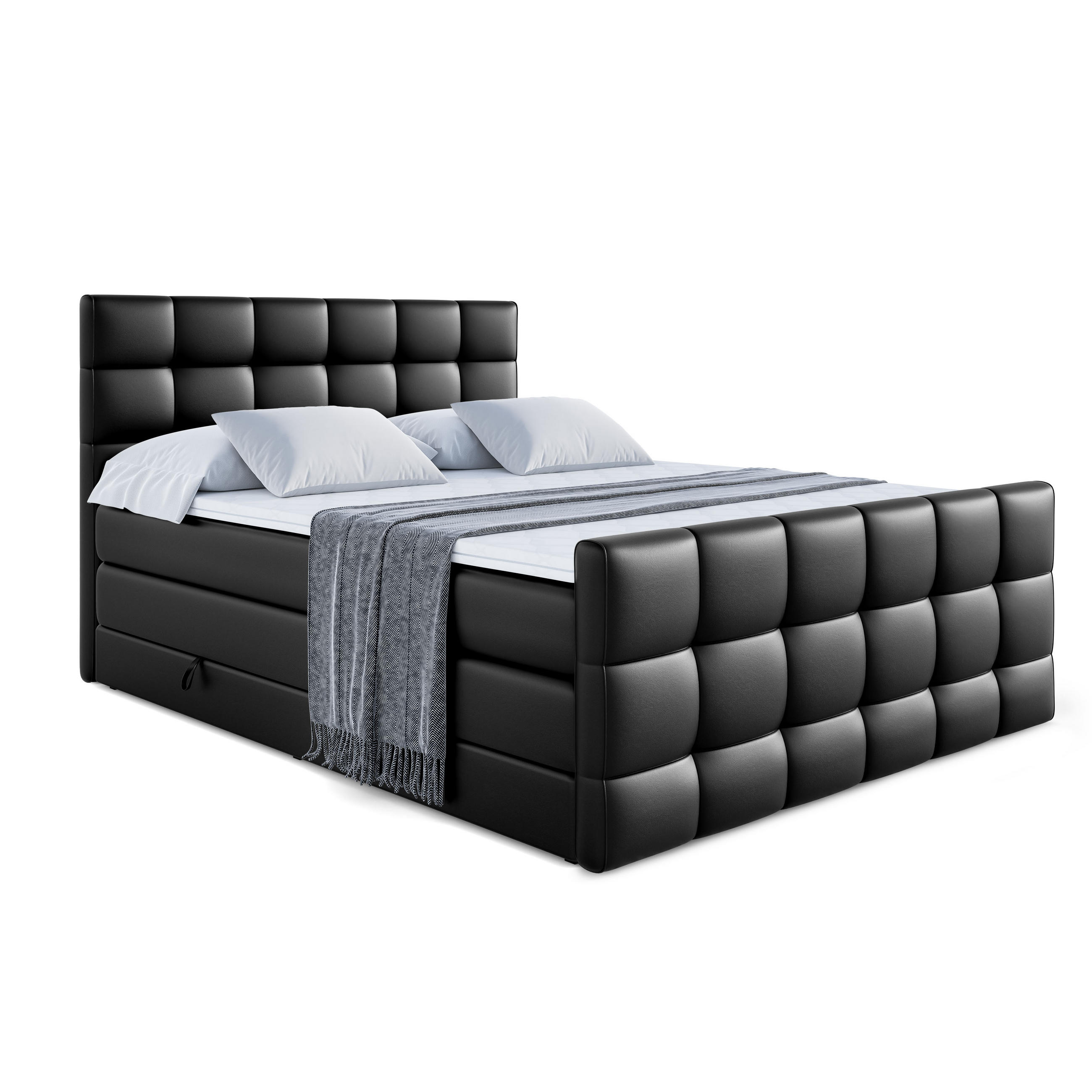 BOXSPRINGBETT APO-Z KING - 140 x 200 - H3/H4 - Schwarz Hochglanz - Schwarz, Holzwerkstoff (140/200cm) - ALTDECOR