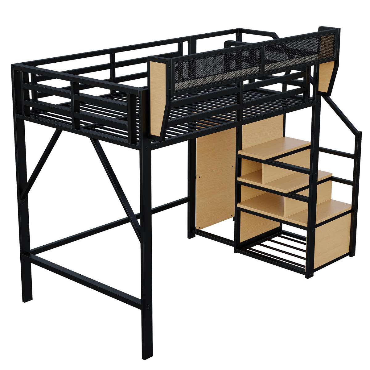HOCHBETT 140/200 cm aus Metall mit flexiblem Ablagefach Schwarz - Schwarz, Metall (140/200cm) - Modenvie