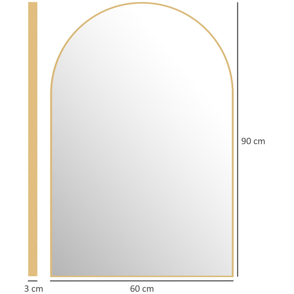 WANDSPIEGEL Goldfarben 60/3/90 cm - Goldfarben, Glas (60/90/3cm) - PANGIVO