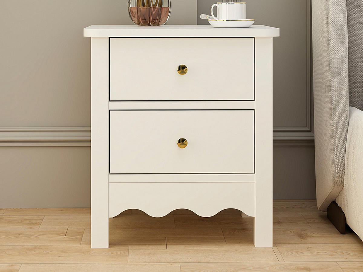NACHTTISCH - 2 Schubladen - Weiß - ILIZANA - Weiß, Holz (45/50/40cm) - Vente-Unique
