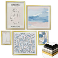 WANDBILDER 5er Set - 50x50 cm & 20x30 cm & 40x60 cm Goldrahmen - Matisses abstrakte Formen - Goldfarben, Kunststoff (40/60cm) - ArtPrintCave