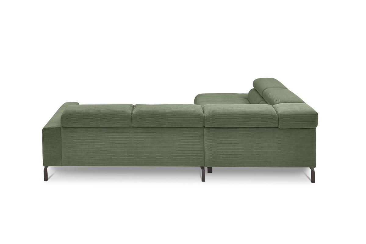 ECKSOFA DELIA Grün Cord - Schwarz/Grün, Textil/Metall (276/219cm) - KAWOLA