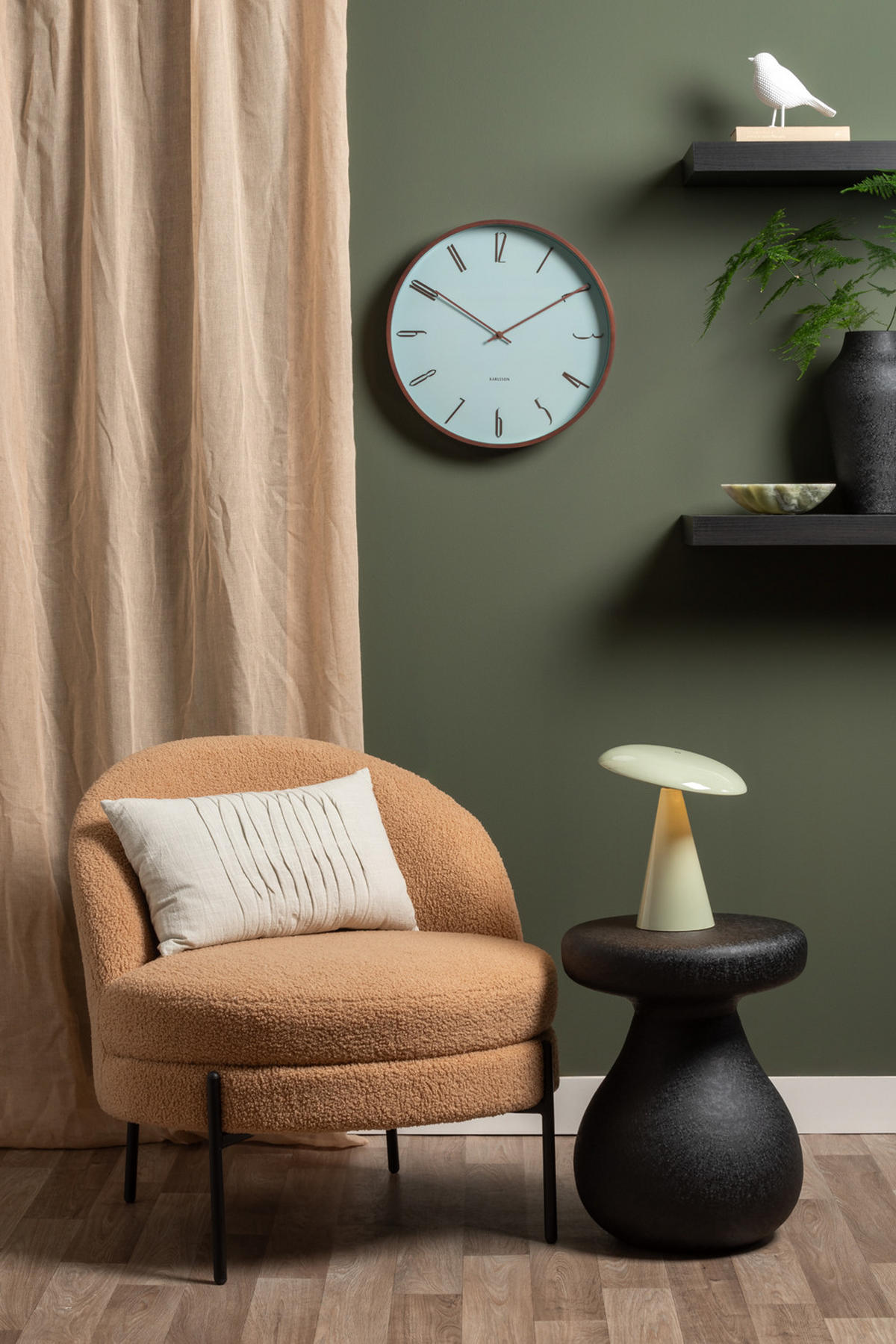 SCHALE Flower 20/20/5 cm - Grün, Naturmaterialien (20/5cm) - Present Time