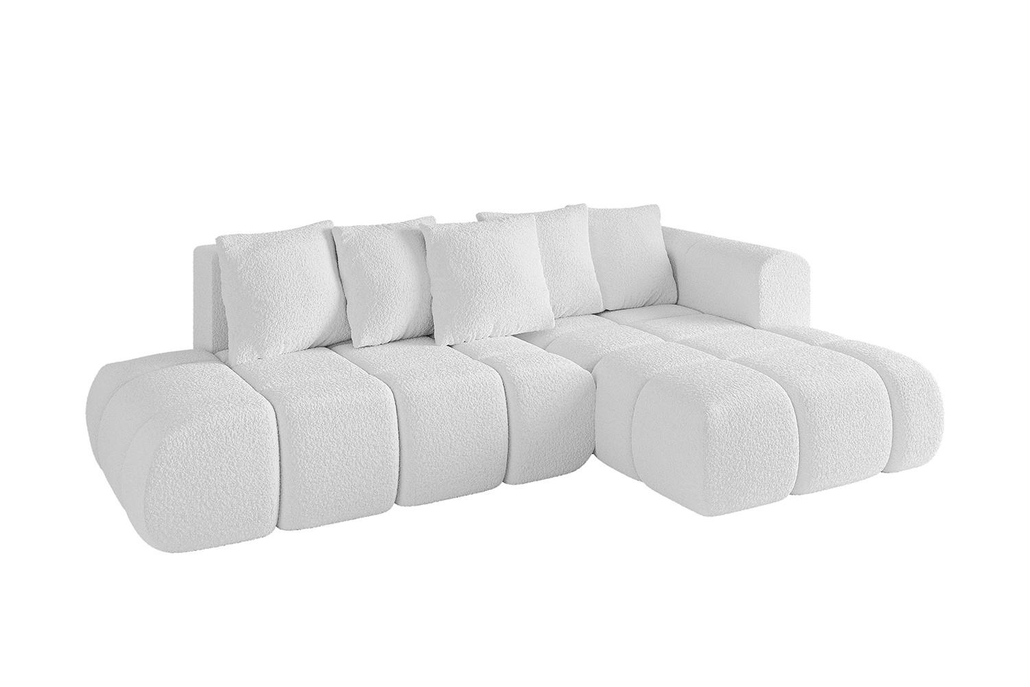 ECKSOFA Ottomane Rechts CLOUD-L-v1 289x180x40 Weiß Bouclé - Weiß, Holzwerkstoff/Kunststoff (289/180cm) - ALTDECOR