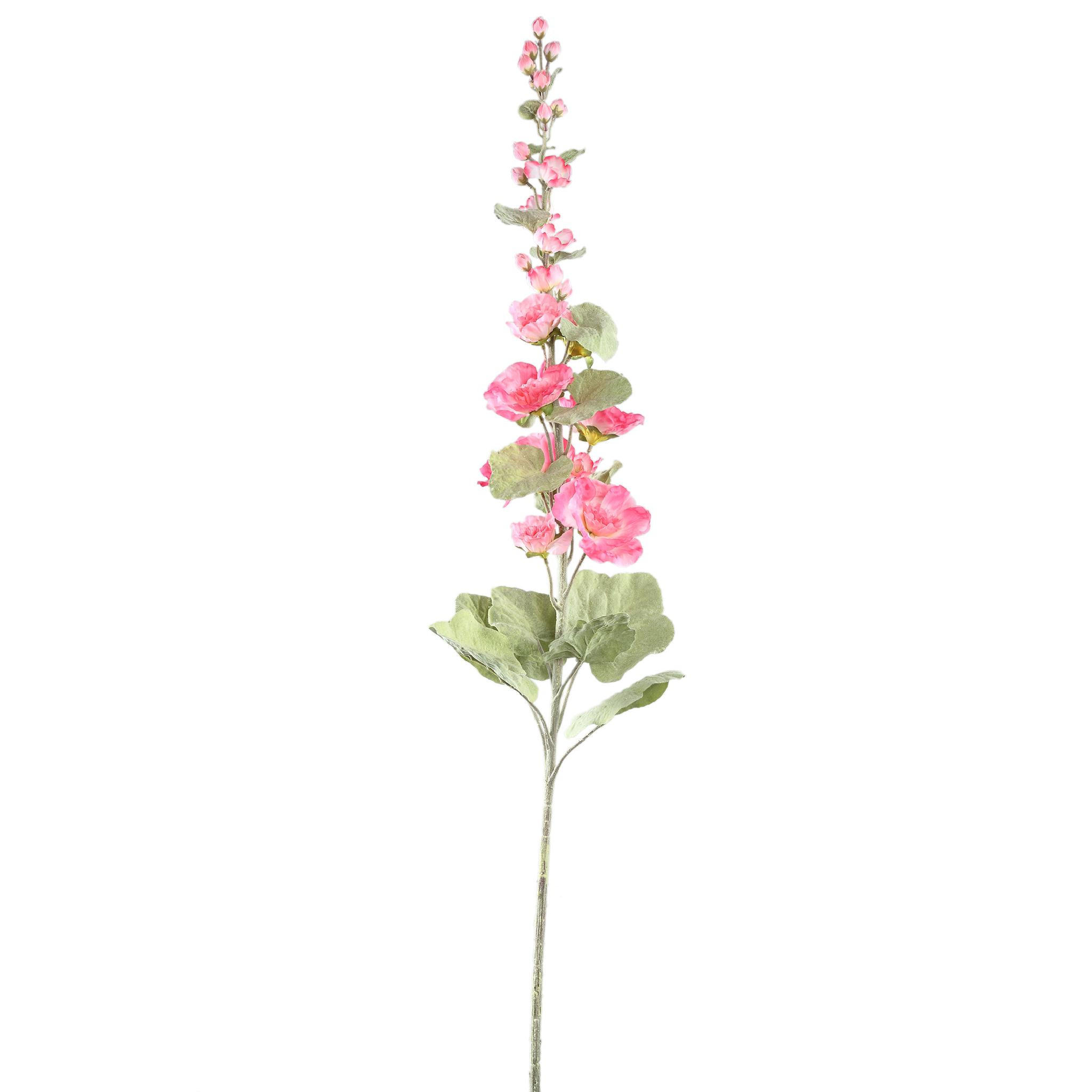KUNSTBLUME Hollyhock Rosa 65/26/114cm - Pink, Textil (114cm) - PTMD Collection