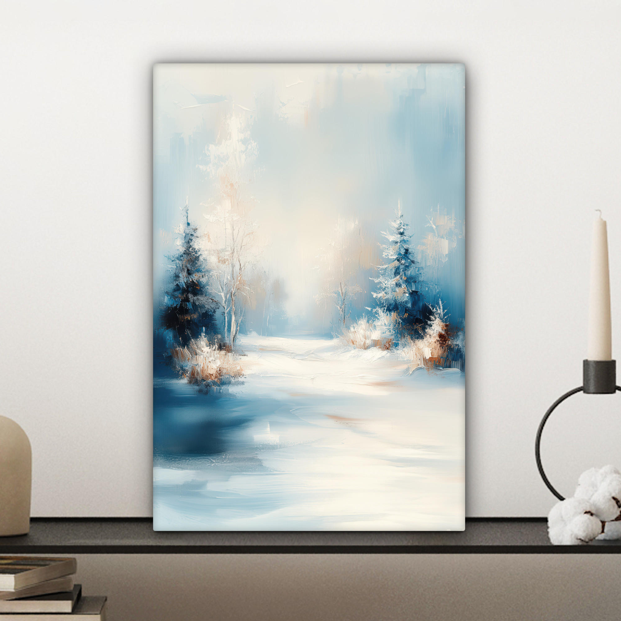 LEINWANDBILD Wald - Winter - Natur - Abstrakt - Schnee 20x30 cm - Weiß, Textil (20/30cm) - MuchoWow