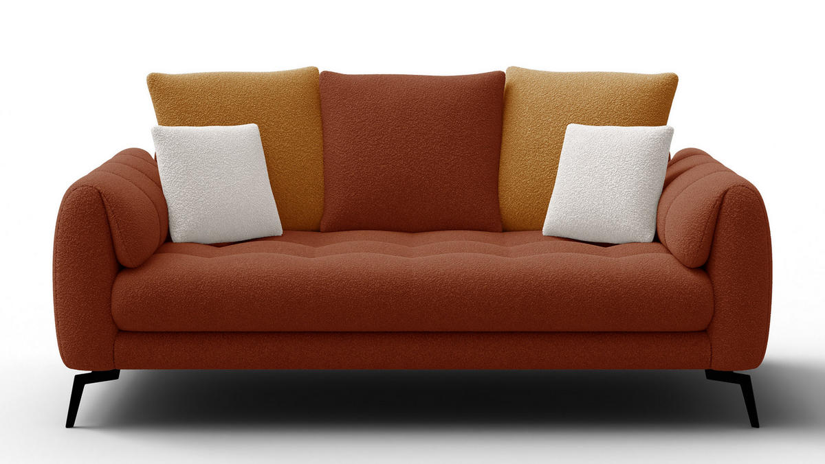SOFA CALME 2,5-Sitzer, dunkelorange und écru - Dunkelorange, Holz/Textil (199/92/108cm) - Courtois Laville