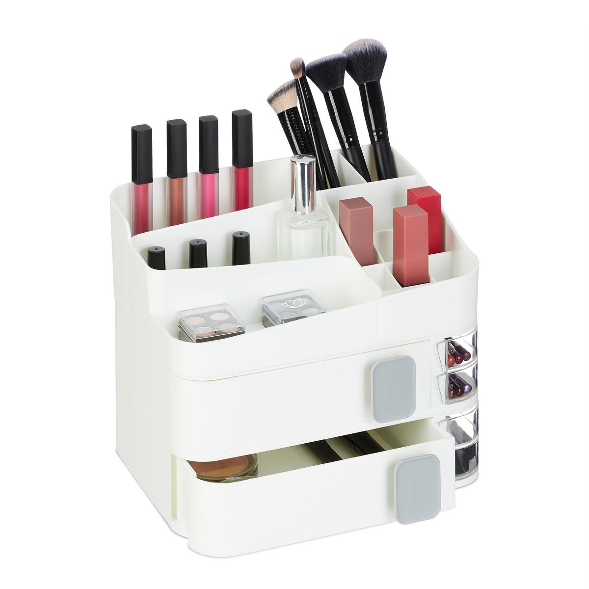 MAKE-UP-ORGANIZER - Weiß, Kunststoff (26/21.5/21cm) - Relaxdays