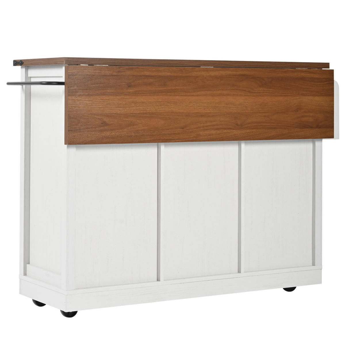 KÜCHENINSEL 140/45/94 cm in Beige mit klappbarer Arbeitsplatte und Rollen - Weiß, Holzwerkstoff (140/94/73cm) - Flora Grace