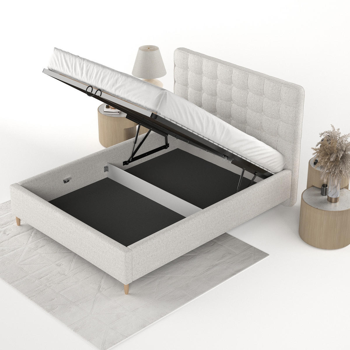 POLSTERBETT Paloma 120/200 cm Hellbeige im Riva Stoff - Beige/Naturfarben, Holz/Holzwerkstoff (120/200cm) - AltaBeds