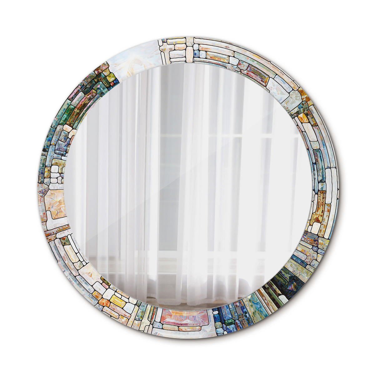 SPIEGEL Ø80 cm Rund mit Aufdruck - Perlmutt, Glas (80/80/0.4cm) - TULUP