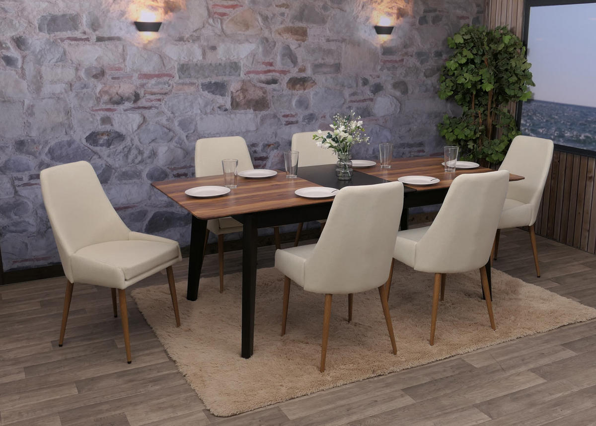 ESSZIMMERSTUHL Beige 6er-Set - Beige, Textil (50/92/60cm) - MCW