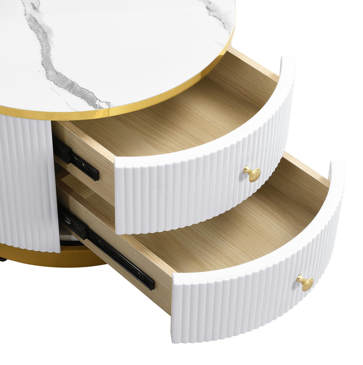 COUCHTISCH-SET 60/60/45,5 cm Weiß aus Holzwerkstoff mit Schubladen und Nestfunktion - Weiß, Holzwerkstoff (60/60/45.5cm) - OKWISH