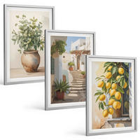 BILDER SET 3er Set - 40x60 cm Silberner Rahmen - Zitronenblumen im Topf, Straßen - Silberfarben, Kunststoff (40/60cm) - TULUP
