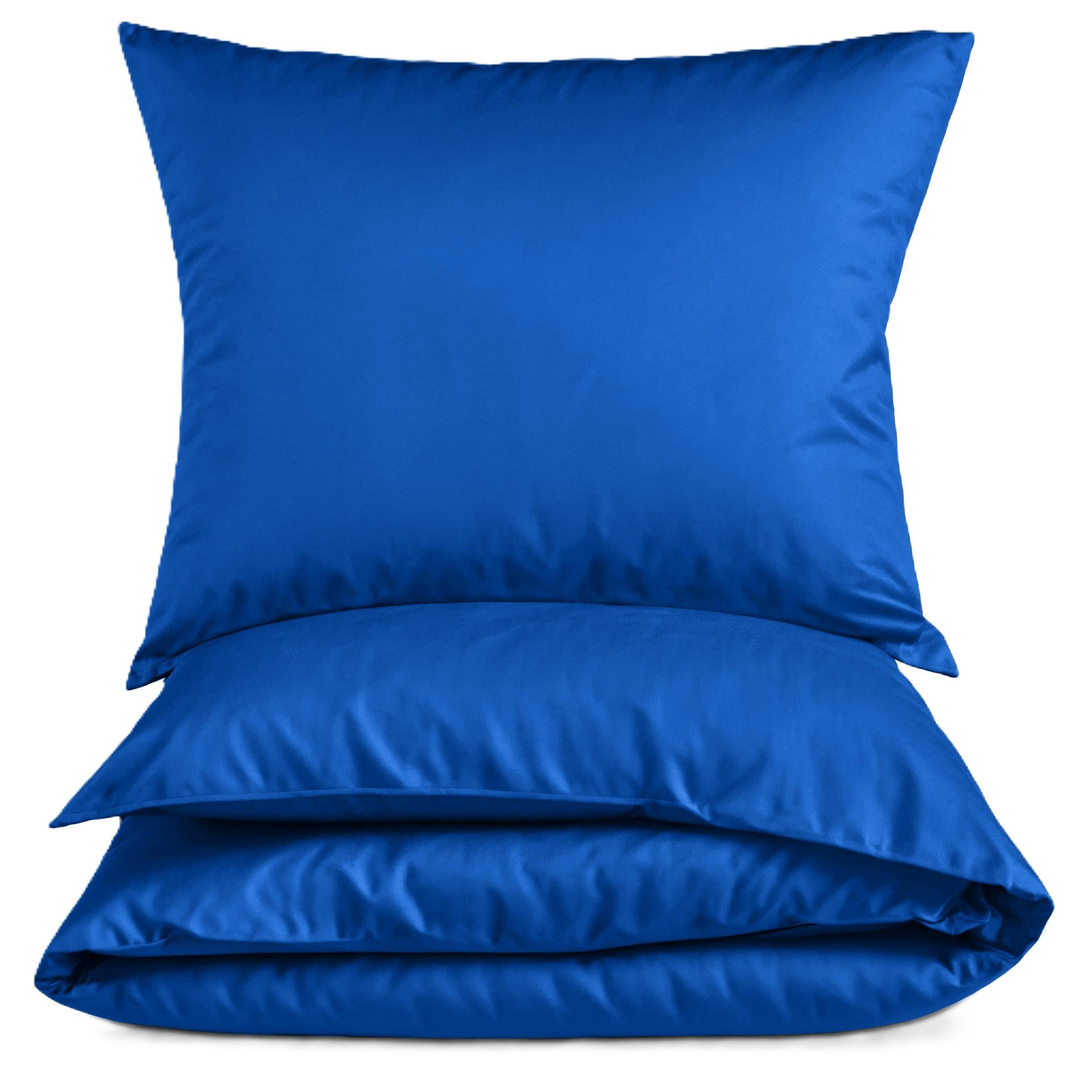 MAKO-SATIN-BETTWÄSCHE 135x200 Bettbezug einfarbig 100% Baumwolle - Uni Royal Blau - Blau, Textil (135/200cm) - Carpe Sonno