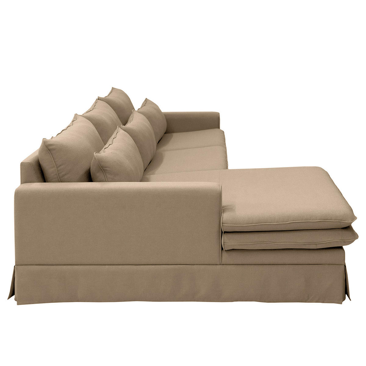 ECKSOFA mit Husse - Longchair, Webstoff - Hellbraun/Schwarz, Kunststoff/Textil (300/175cm) - home24