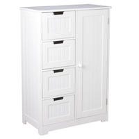 BADSCHRANK Weiß 56 x 83 x 30 cm im Landhausstil aus MDF mit 4 Schubladen und 1 Tür PATTI - Weiß, Holzwerkstoff (56/83/30cm) - KADIMA DESIGN