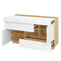 SIDEBOARD Hochglanz LED Vitrine Schubladen modern - Weiß, Holzwerkstoff (37/76.5/120cm) - FLIEKS