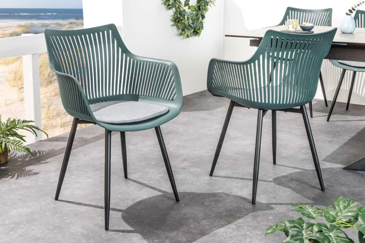 GARTENSTUHL SIGNUM Kunststoff Anthrazit 85 cm - Schwarz/Grün, Kunststoff/Metall (55/83/54cm) - riess-ambiente