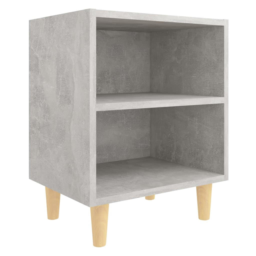 NACHTTISCH mit Massivholz-Beinen 40/30/50 cm in Betongrau - Hellgrau/Braun, Holz (40/50/30cm) - vidaXL