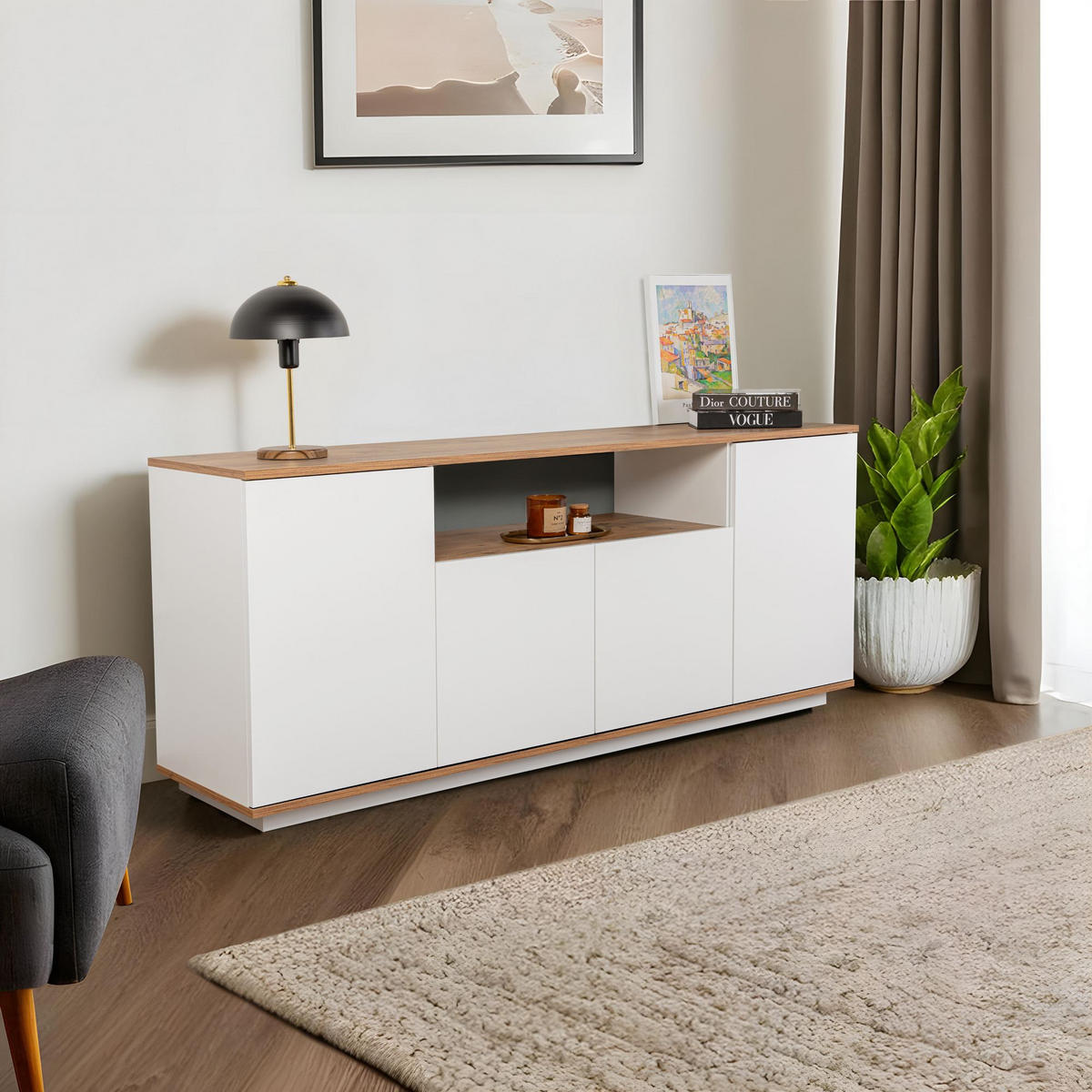 BUFFETSCHRANK arista weiss - Weiß, Holz (44/75/180cm) - Habitat Garten