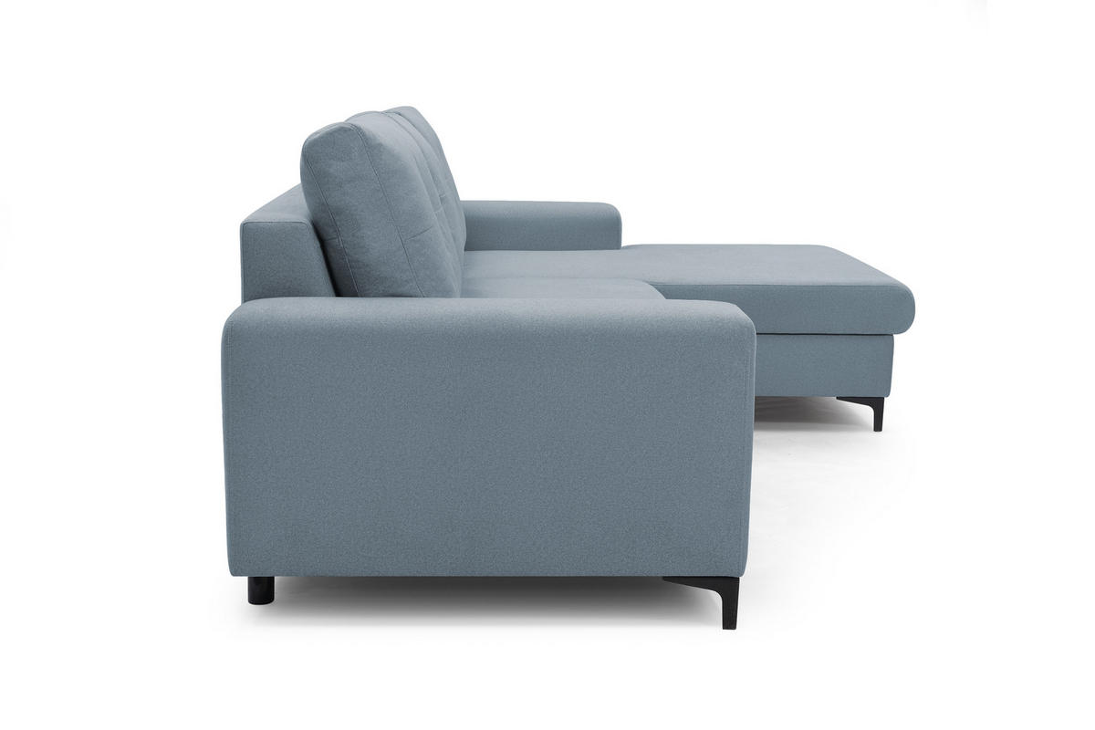 ECKSOFA AVRA L-förmig, mit Stauraumbehälter-in RINO-Stoff, Komfort & Eleganz, lose Rückenkissen, freistehend, RECHTS 251x165x85 cm Blue - Blau, Holz/Textil (251/165cm) - DomoHome