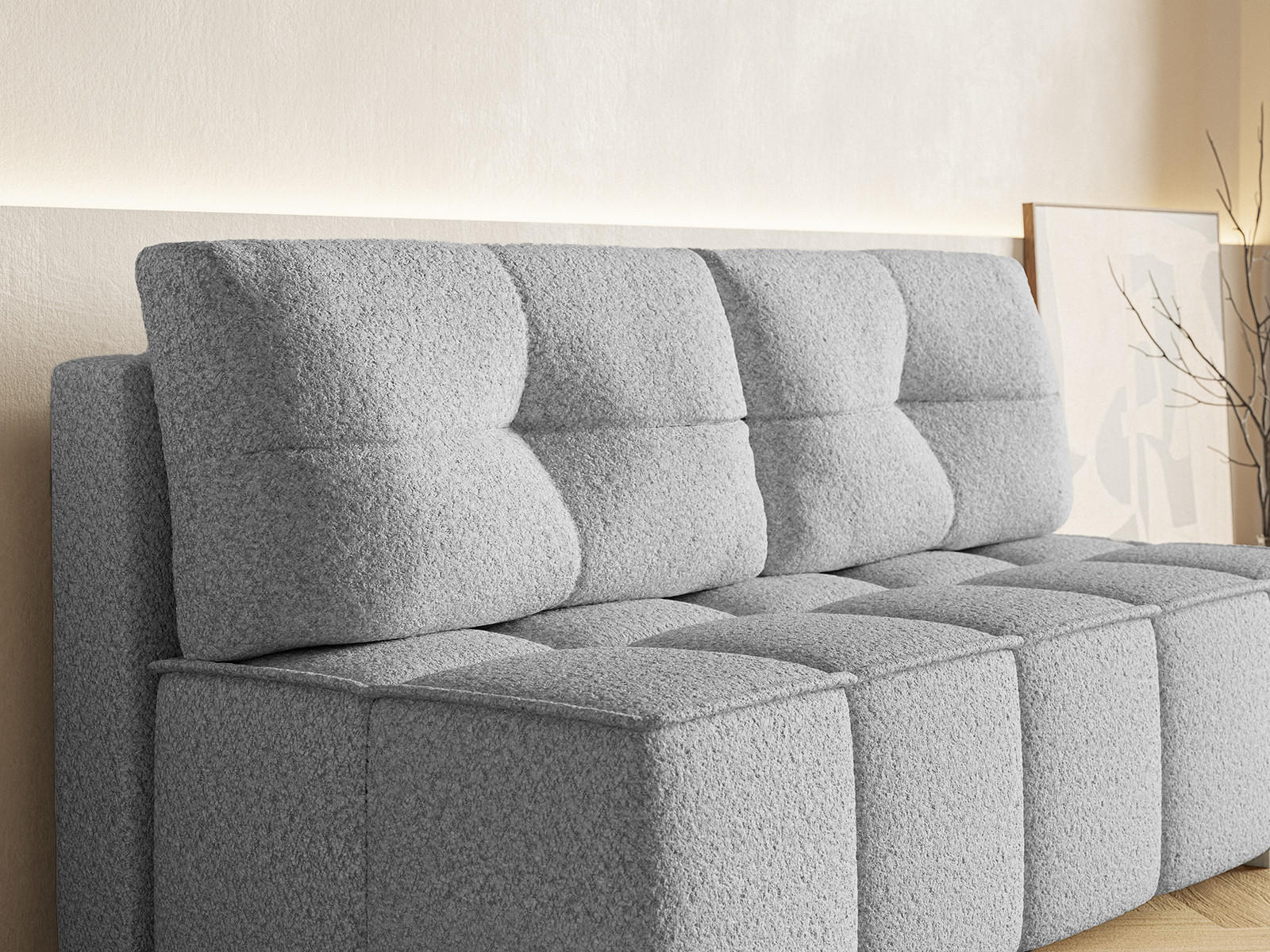 Thumbnail - Fedve Sofa, Hellgrau, Textil, 196x90x85 cm, Wohnzimmer, Sofas & Couches, Schlafsofas