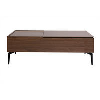 COUCHTISCH aus dunklem Holz mit Walnuss-Finish und schwarzem Metall, höhenverstellbar L103 cm SEDA - Walnussfarben, Holz (102.5/60.2/35.5cm) - Miliboo