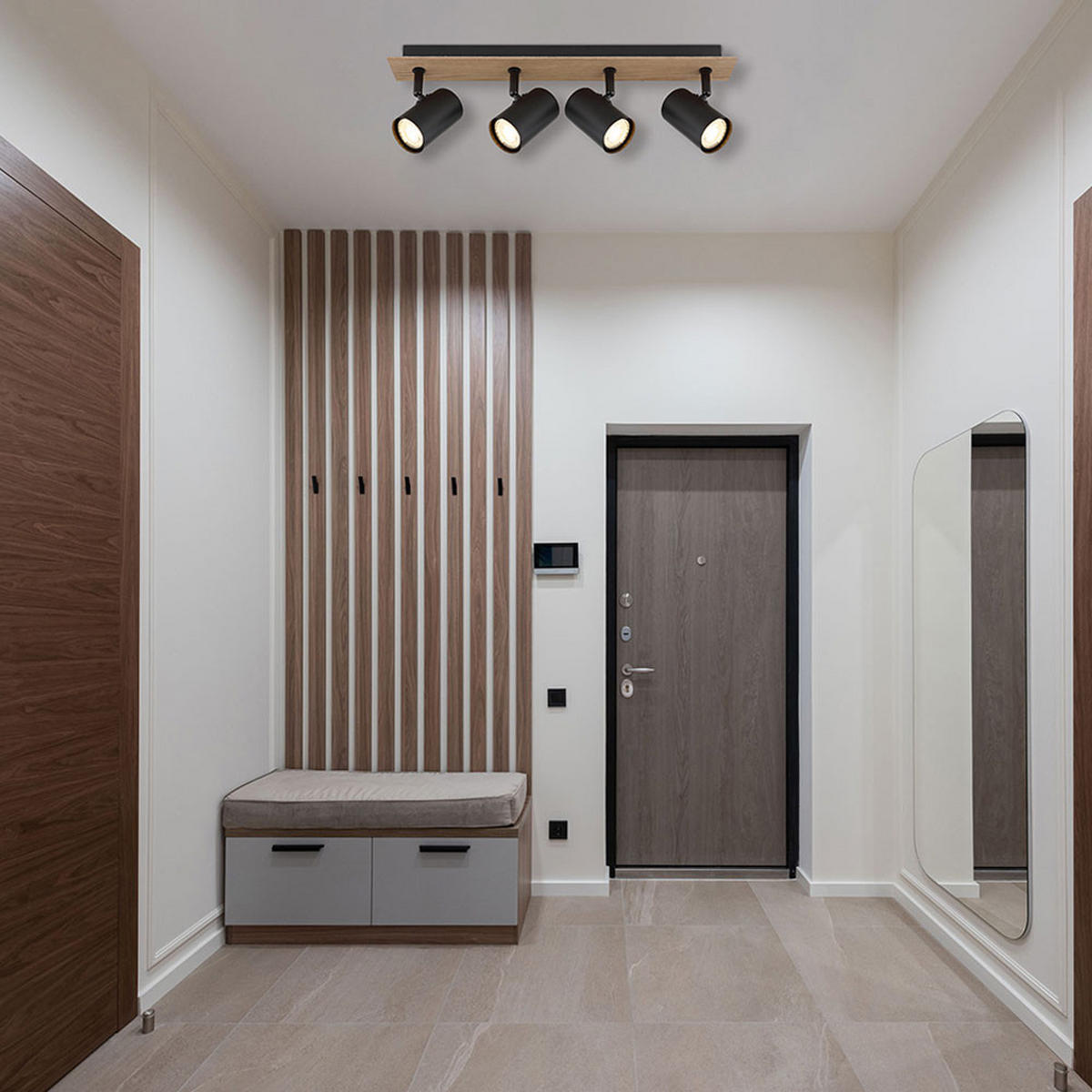 LED DECKENLEUCHTE Linca Holz Schwarz - Schwarz, Metall (50/6/15.1cm) - Globo Lighting
