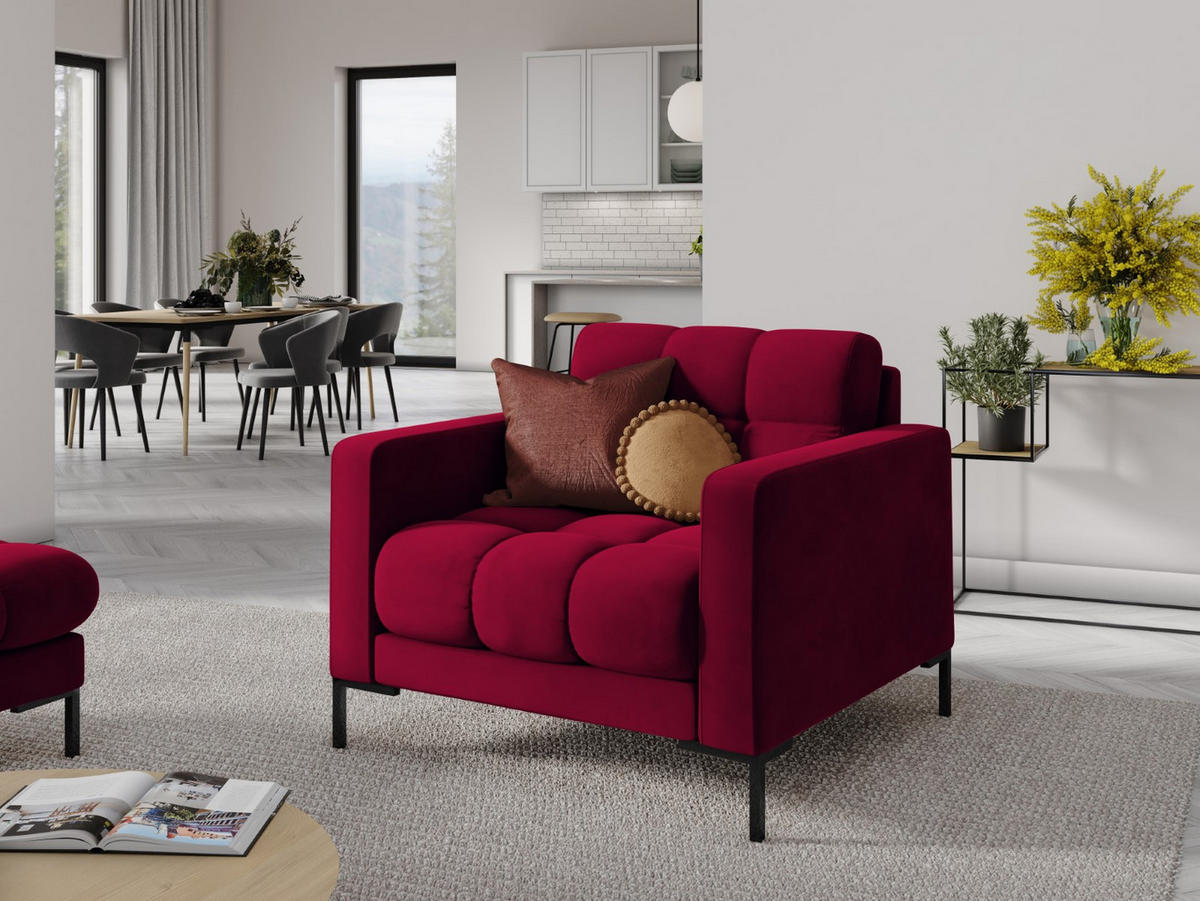 SESSEL Mamaia aus Samt rot - Rot, Textil (92/75/87cm) - Micadoni