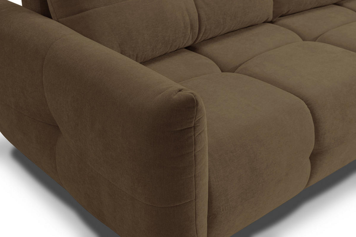 BETTSOFA MODA Braun Chenille-Stoff mit Schlaffunktion - Braun, Holz (245/86/110cm) - MASSENO