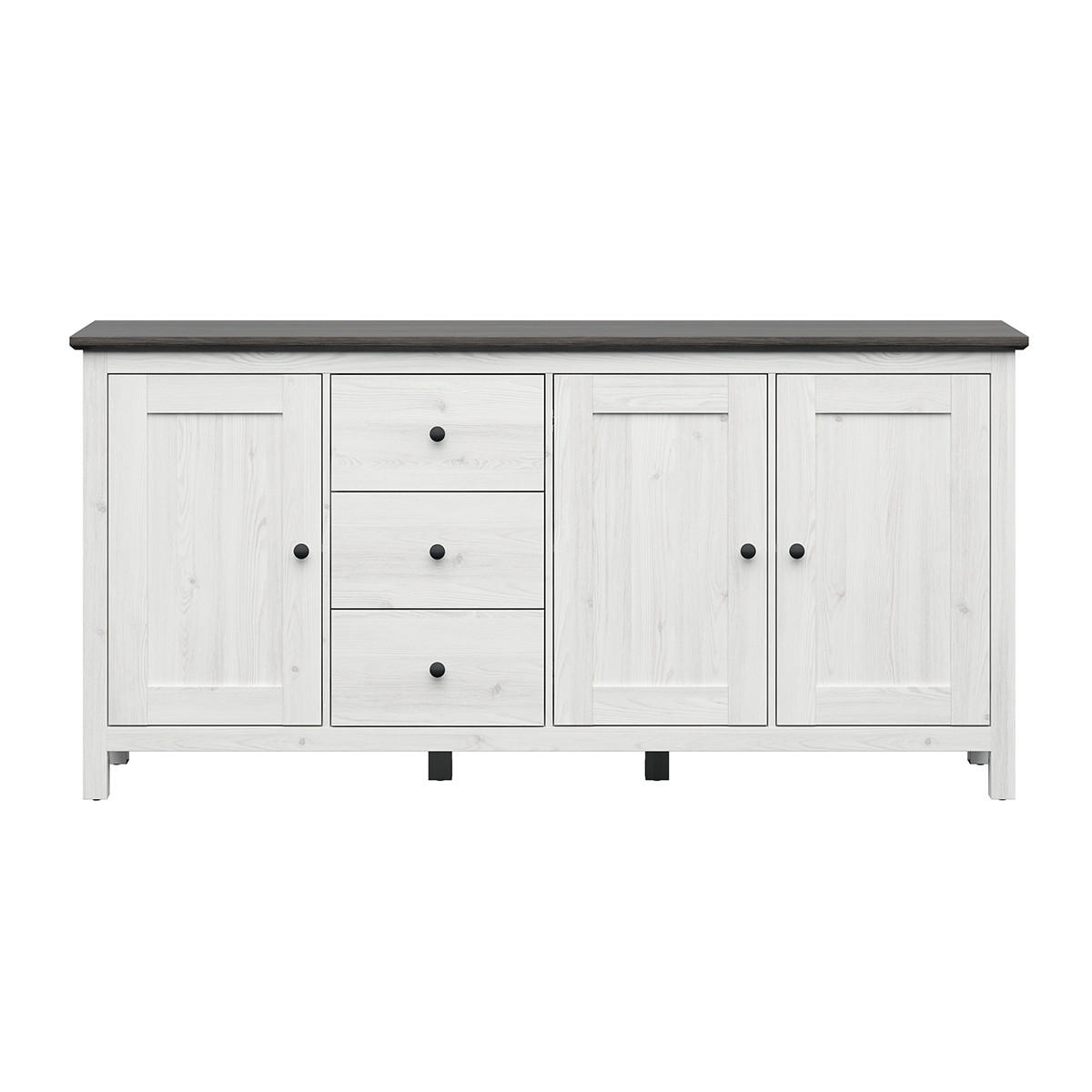 SIDEBOARD Duck Patiniertes Weiß und dunkles Holz - Weiß, Holzwerkstoff (199/96/44cm) - Petits-meubles