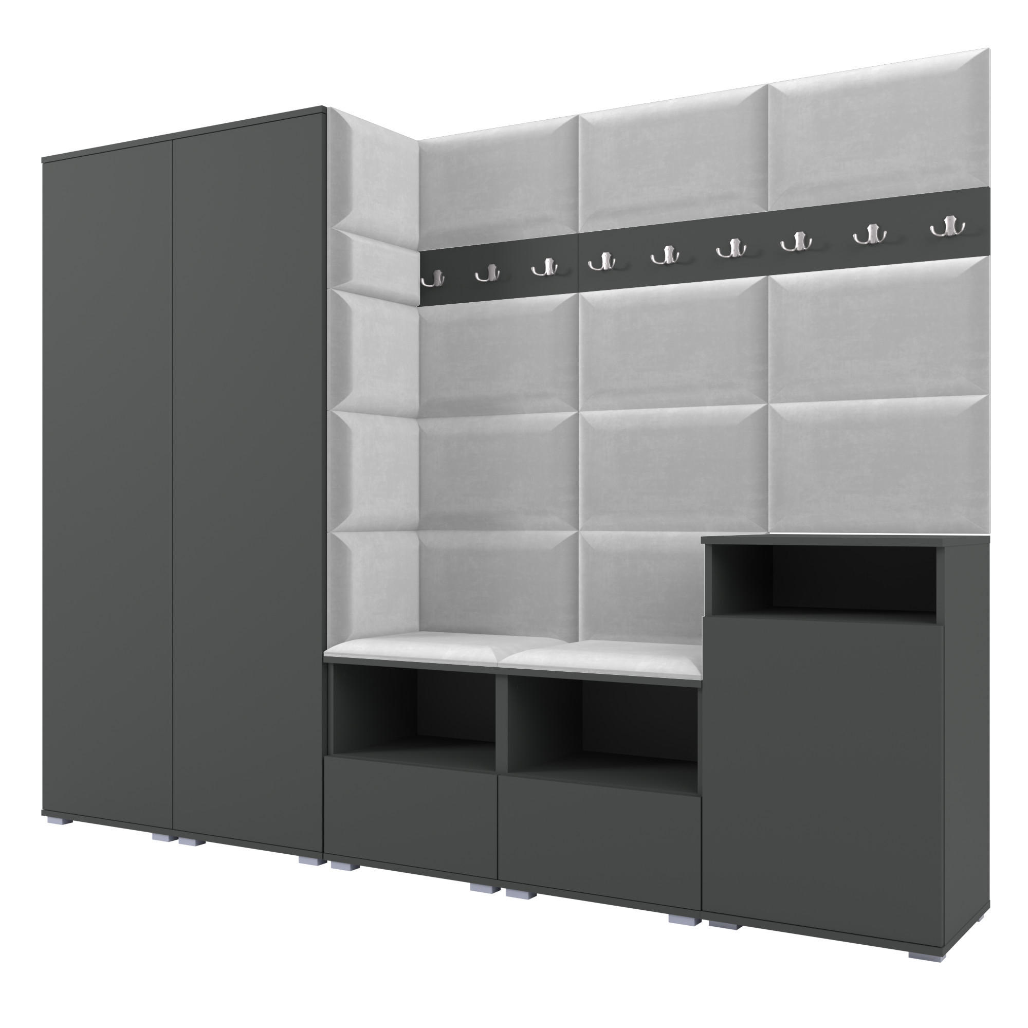 Ravio Garderobe Graphit, Hellgrau 250x187x40 cm